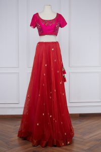 Orange polka embroidered lehenga set (2)