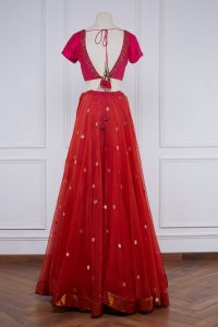 Orange polka embroidered lehenga set (3)