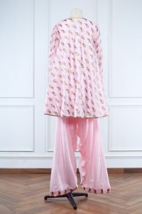 Pink leaf foil printed kurta set (3)