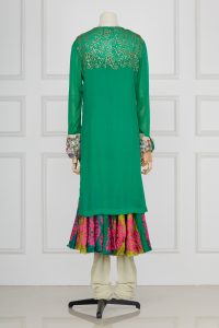 Green sequin embroidery kurta anarkali set by Petticoat Lane by Debyani & Divya (3)