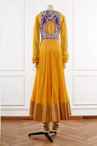 Yellow embroidered jacket and anarkali set (2)