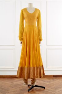 Yellow embroidered jacket and anarkali set (3)