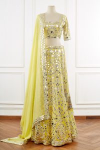 Yellow gota patti embellished lehenga set (1)