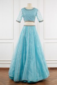 Blue gota work lehenga set by Nitya Bajaj (2)