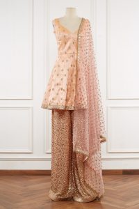 Peach sequinned short anarkali set by Nitya Bajaj (1)