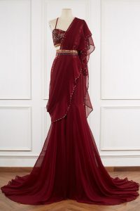 Red sequinned mermaid lehenga set by Nitya Bajaj (1)