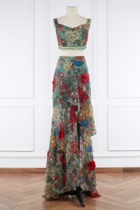 Green floral printed skirt set by Varun Bahl (1)