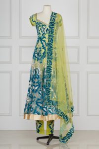 Green velvet and metallic anarkali set by Suneet Varma (1)