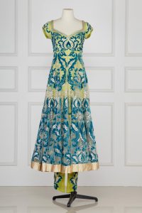 Green velvet and metallic anarkali set by Suneet Varma (2)