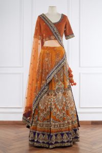 Orange embroidered lehenga set by Sabyasachi (1)