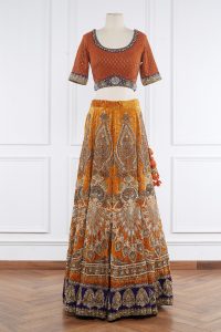 Orange embroidered lehenga set by Sabyasachi (2)