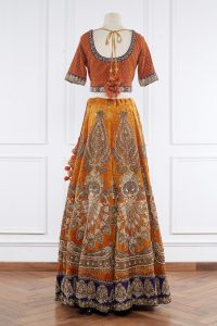 Orange embroidered lehenga set by Sabyasachi (3)