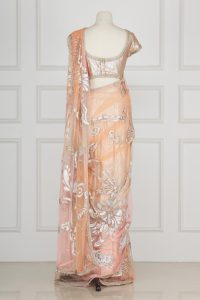 Peach metallic appliqued saree set by Suneet Varma (3)