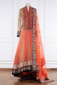 Orange embroidered anarkali set by Manish Malhotra (1)