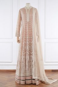 Peach chevron embroidery anarkali set by Abhishek Sharma (1)