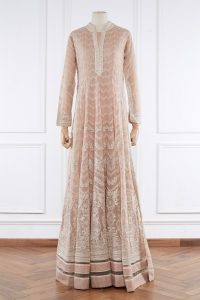 Peach chevron embroidery anarkali set by Abhishek Sharma (2)