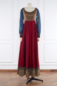 Red metallic embroidered anarkali set by Sabyasachi (1)