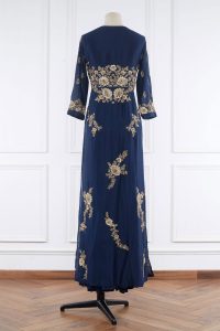 Blue floral embroidered slit kurta (2)