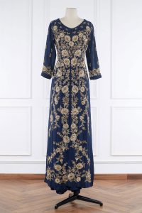 Blue floral embroidered slit kurta(1)