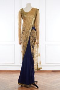 Blue floral lace sari set by Varun Bahl (1)