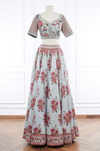 Green floral printed lehenga set by Torani (2)