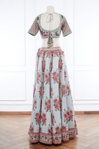 Green floral printed lehenga set by Torani (3)