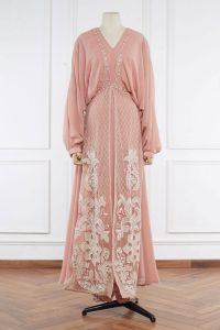 Pink floral pearl embroidered kurta set(2)