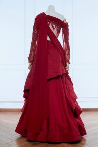 Red draped lehenga set by Gaurav Gupta (2)