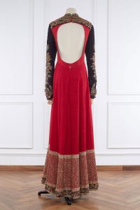 Red floral embroidered anarkali set(3)