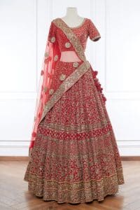 Red sequin embroidery lehenga set by Sabyasachi (1)