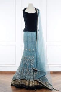 Blue embellished lehenga set by Tarun Tahiliani (1)