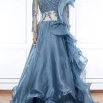 Grey-embellished-ruffle-layered-gown-by-Gaurav-Gupta