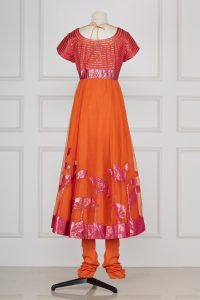 Orange floral appliqued anarkali set by Rohit Bal (3)