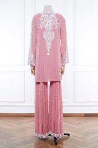 Pink pearl embellished kurta set by Anajana Bhargav (2)