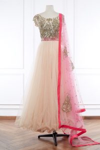 Pink sequin embellished anarkali set by Anushree Reddy (1)