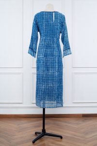 Blue checkered dyed dress by Jayati Goenka (2)