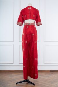 Red leaf embroidery jumpsuit by Punit Balana (2)