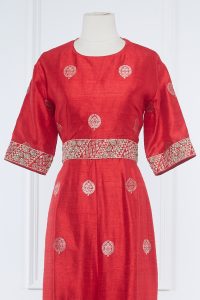 Red leaf embroidery jumpsuit by Punit Balana (3)