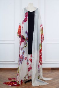 White geometric printed cape by Saaksha & Kinni (1)