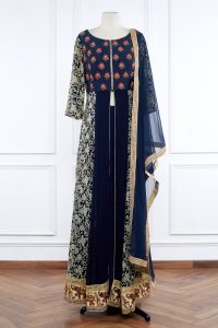 Blue floral embroidered anarkali set by Liz Paul (1)