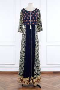 Blue floral embroidered anarkali set by Liz Paul (2)