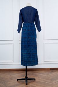 Blue geometric print wrap dress by Jayati Goenka (2)