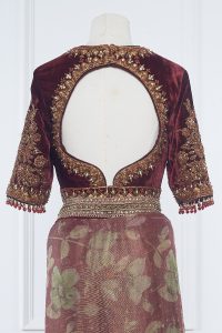 Brown floral printed saree set by Tarun Tahiliani (4)