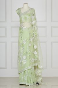 Green floral embroidery saree set by Suneet Varma (1)