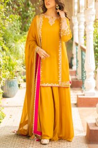 Mustard embellished sharara set by Ajiesh Oberoi (1)