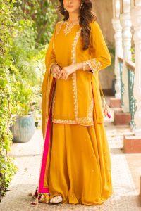 Mustard embellished sharara set by Ajiesh Oberoi (2)