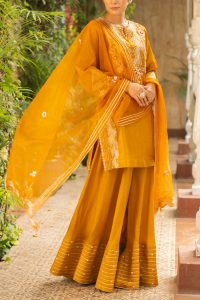 Mustard pearl embellish sharara set by Ajiesh Oberoi (2)