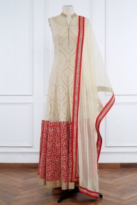 Neutral embroidered anarkali set by Liz Paul (1)