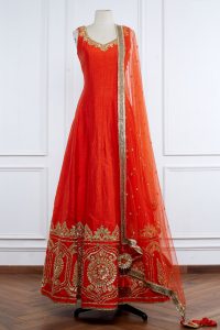 Orange embroidered anarkali set by Preeti S Kapoor (1)