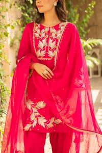 Pink embroidered kurta set by Ajiesh Oberoi (4)